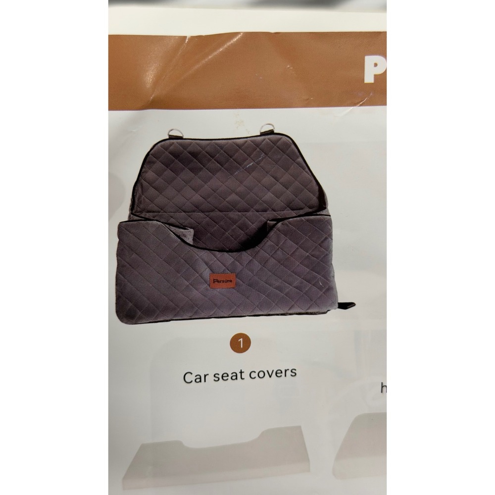 Persure Dog Car Seat for Large Medium Pets Memory Foam Travel Bed Gray